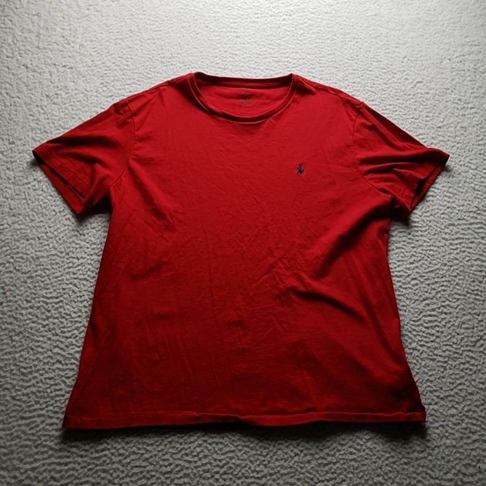 Polo Ralph Lauren Shirt Mens XL Red Solid Pony Logo Crewneck Tagless Jersey Tee